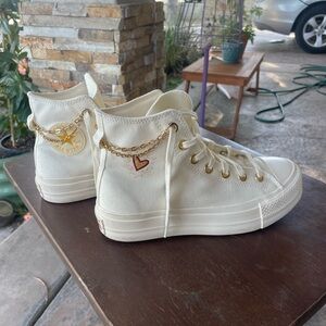 Converse Women's High-Top Sneakers - White with Gold Accents